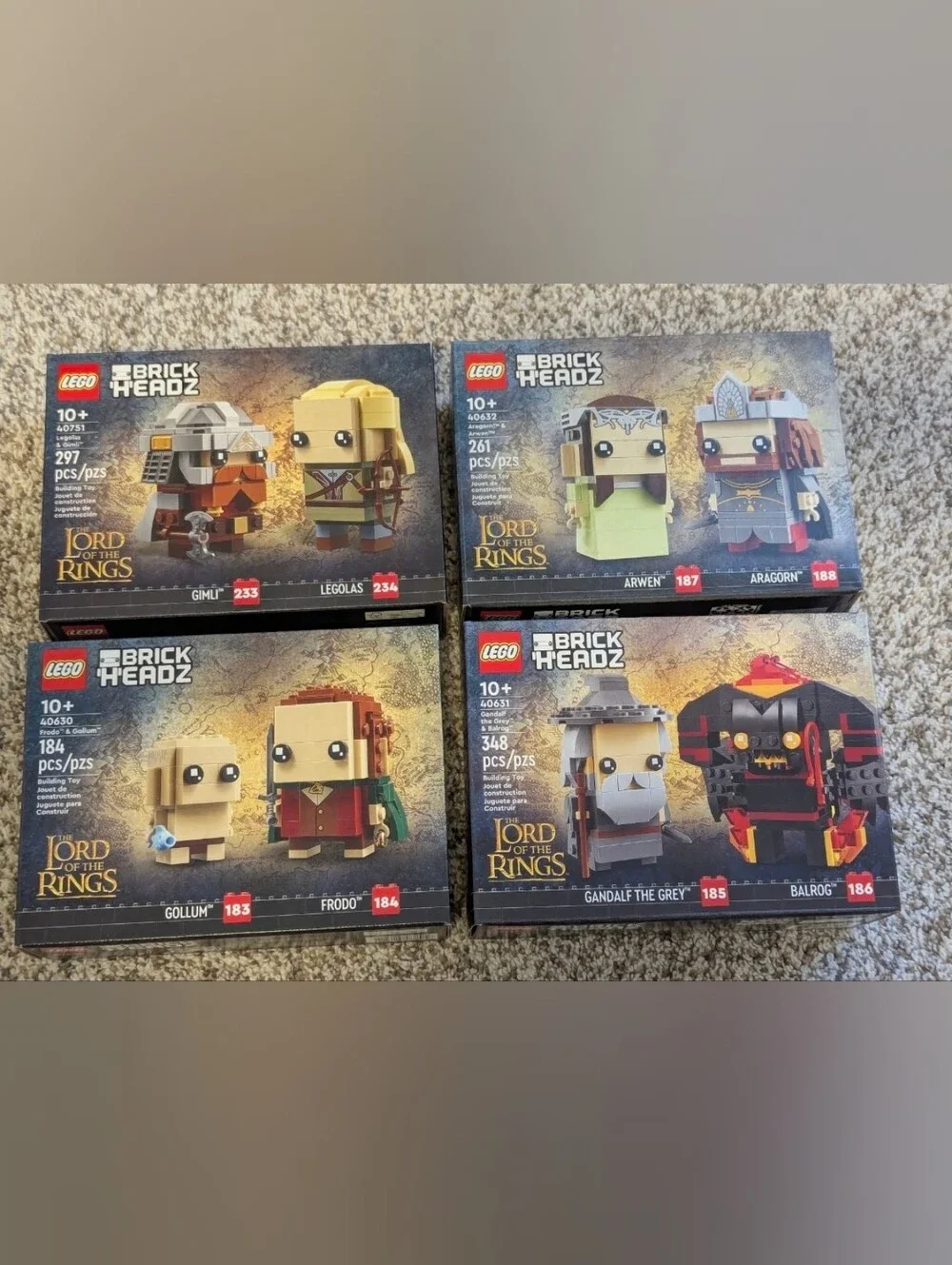 Lego Brickheadz The Lord of the Rings 40631 40632 40630 40751 Lot of Four (4)